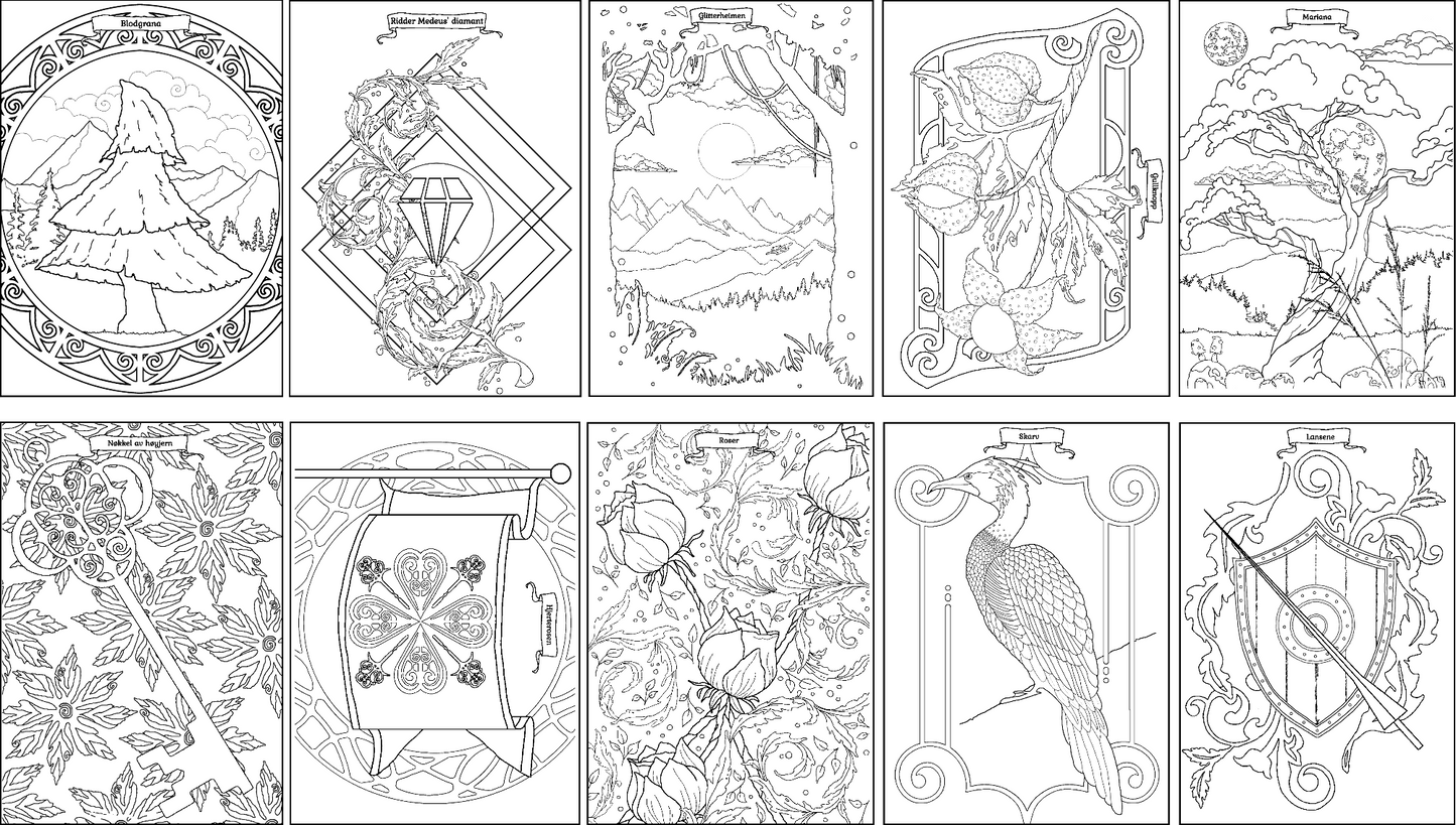 10 fargeleggingsark, A5